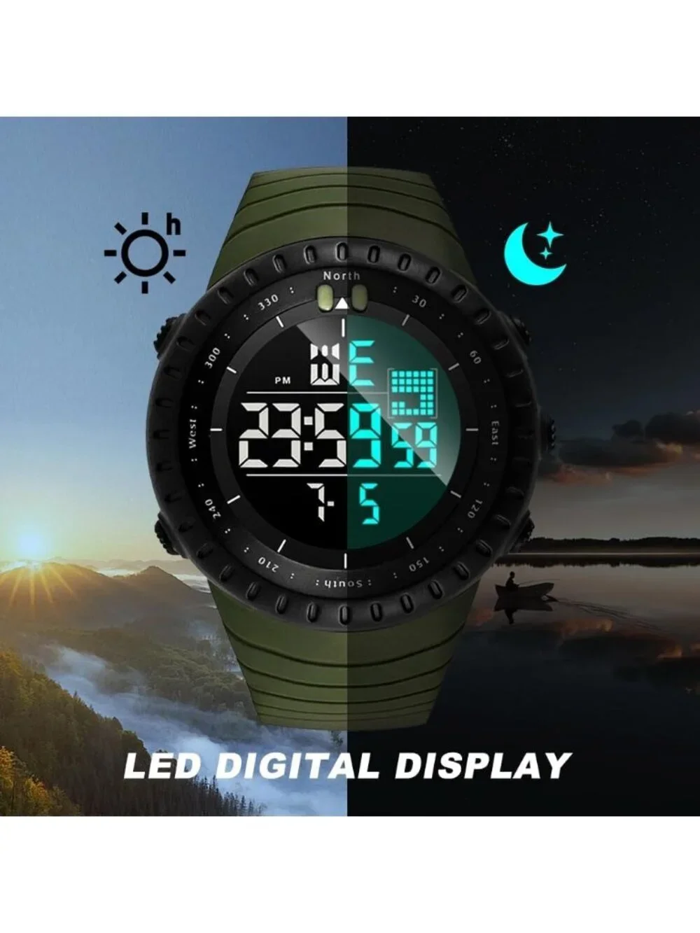 Men's Dark Blue Analog Quartz Sports Outdoor Waterproof Military Digital Watch